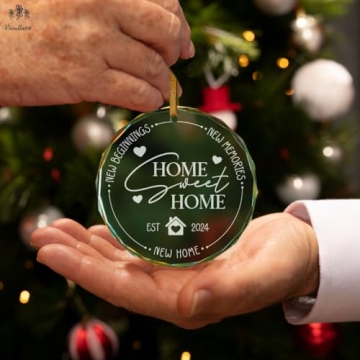 New Home Ornament 2024 - Housewarming Gifts Ideas, House Warming Gifts New Home, New Home Gift Ideas 2024 for Christmas, First Home Presents for Women, Couple, Home Sweet Home Glass Ornament 2024