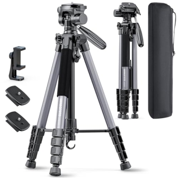 CAMBOFOTO 74" Aluminum Tripod Stand for Cameras