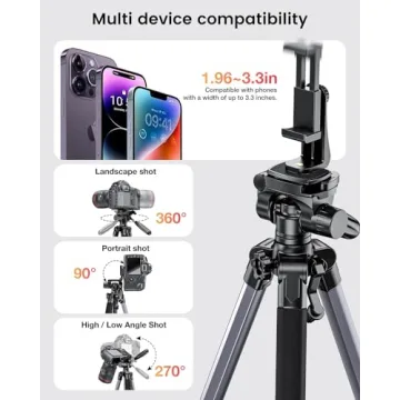 CAMBOFOTO 74" Aluminum Tripod Stand for Cameras