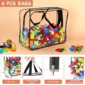 Large Toy Storage Bags with Labels - Durable PVC Organizers