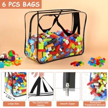Large Toy Storage Bags with Labels - Durable PVC Organizers