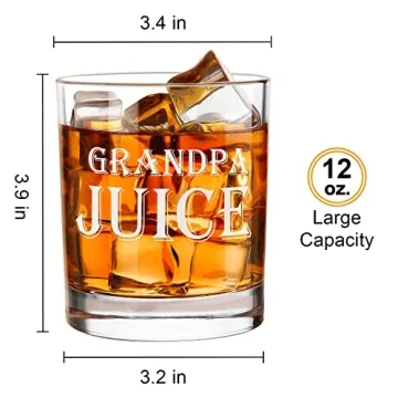 Funny Whiskey Glass Gift for Grandpa - 12 oz