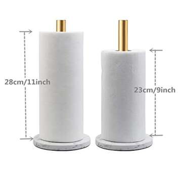 LUTAVOY Marble Paper Towel Holders Copper Plated Standing Kitchen Paper Towel Holder with Marble Base (KZ22 - Gold)