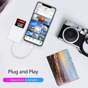 Lightning to SD/Micro Card Reader for iPhone/iPad,[Apple MFi Certified] Dual Slot Memory Card Reader with Charging Port,Trail Game Camera Viewer,No Need APP Required Plug and Play