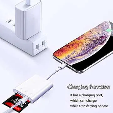 Lightning to SD/Micro Card Reader for iPhone/iPad,[Apple MFi Certified] Dual Slot Memory Card Reader with Charging Port,Trail Game Camera Viewer,No Need APP Required Plug and Play