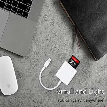 Lightning to SD/Micro Card Reader for iPhone/iPad,[Apple MFi Certified] Dual Slot Memory Card Reader with Charging Port,Trail Game Camera Viewer,No Need APP Required Plug and Play