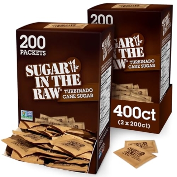Sugar In The Raw Granulated Turbinado Cane Sugar On The Go Packets, No Erythritol, Pure Natural Swee...