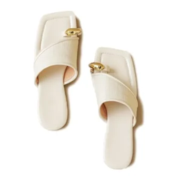 Lymphvity Women's Ring Toe Metal Flat Sandals: Stylish Comfort for Summer Fun