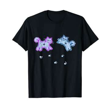 Two Kittens Dancing Hand Painted Batik Style T-shirt