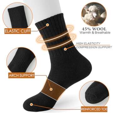 VoJoPi Cozy Wool Socks for Women - 5 Pairs of Thermal Comfort