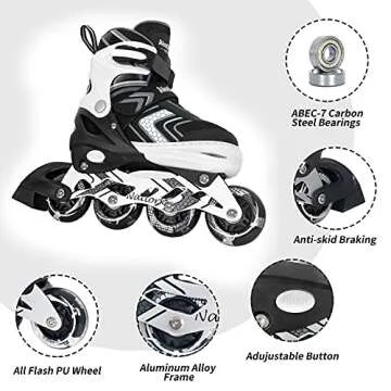 Nattork Adjustable Inline Skates with Light-Up Wheels