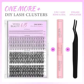 VEYESBEAUTY Lash Clusters Kit Individual Cluster Lash Extensions with Bond & Seal Bottom, Spike, 30D+40D Volume Lashes Multi-type Mixed DIY Eyelash Tray for Self Application at Home