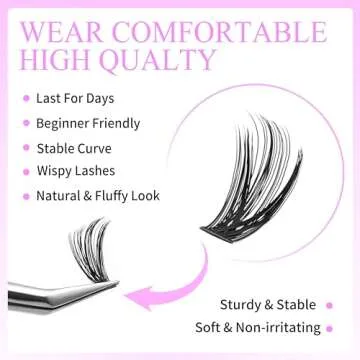 VEYESBEAUTY Lash Clusters Kit Individual Cluster Lash Extensions with Bond & Seal Bottom, Spike, 30D+40D Volume Lashes Multi-type Mixed DIY Eyelash Tray for Self Application at Home