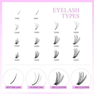 VEYESBEAUTY Lash Clusters Kit Individual Cluster Lash Extensions with Bond & Seal Bottom, Spike, 30D+40D Volume Lashes Multi-type Mixed DIY Eyelash Tray for Self Application at Home
