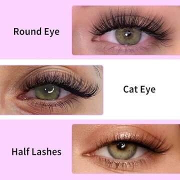 VEYESBEAUTY Lash Clusters Kit Individual Cluster Lash Extensions with Bond & Seal Bottom, Spike, 30D+40D Volume Lashes Multi-type Mixed DIY Eyelash Tray for Self Application at Home