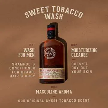 18.21 Man Made Original Sweet Tobacco 3-in-1 Body Wash, Shampoo, & Conditioner for Men, All Hair & Skin Types, Strengthens and Moisturizes in a Manly Aroma, 18 Fl Oz
