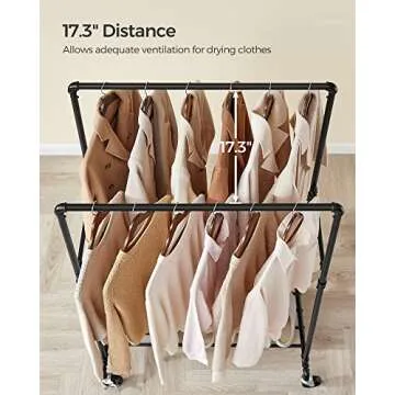 Heavy-Duty Clothes Rack with Double Rod & Wheels