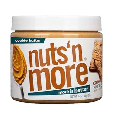 Nuts ‘N More Cookie Butter Peanut Butter Spread - High Protein, Low Carb, Low Sugar, Gluten Free, Non-GMO, All-Natural Nut Butter Snack (15oz Jar)