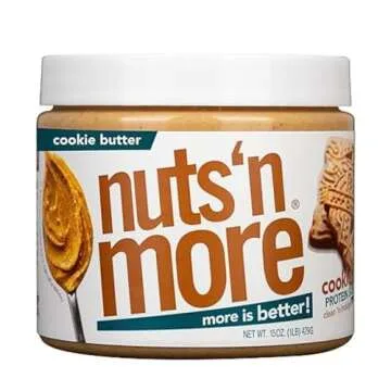 Nuts ‘N More Cookie Butter Peanut Butter Spread - High Protein, Low Carb, Low Sugar, Gluten Free, Non-GMO, All-Natural Nut Butter Snack (15oz Jar)