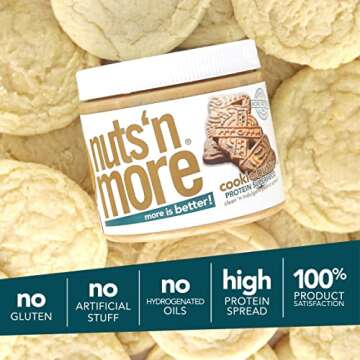 Nuts ‘N More Cookie Butter Peanut Butter Spread - High Protein, Low Carb, Low Sugar, Gluten Free, Non-GMO, All-Natural Nut Butter Snack (15oz Jar)