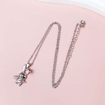Caiyao Cute Rabbit Pendant Necklace - Animal Bunny Jewelry Gift for Women