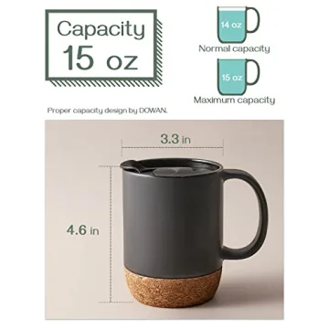 DOWAN 15 oz Ceramic Coffee Mugs with Cork Base