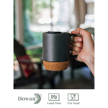DOWAN 15 oz Ceramic Coffee Mugs with Cork Base
