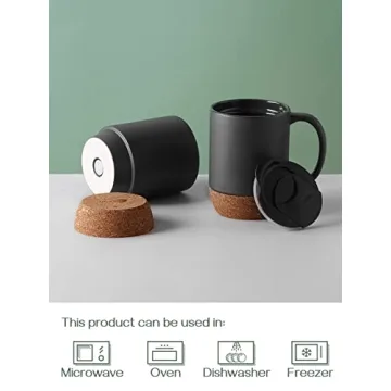 DOWAN 15 oz Ceramic Coffee Mugs with Cork Base