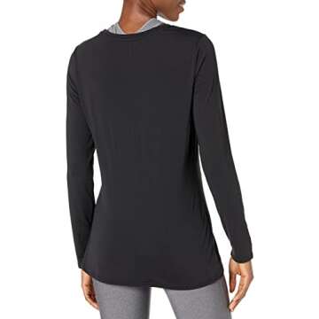 Amazon Essentials Women's Tech Stretch Long-Sleeve T-Shirt (Available in Plus Size), Black, Medium