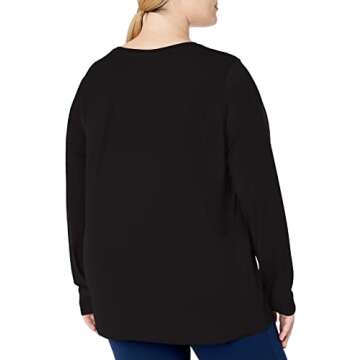 Amazon Essentials Women's Tech Stretch Long-Sleeve T-Shirt (Available in Plus Size), Black, Medium