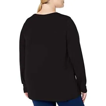 Amazon Essentials Women's Tech Stretch Long-Sleeve T-Shirt (Available in Plus Size), Black, Medium