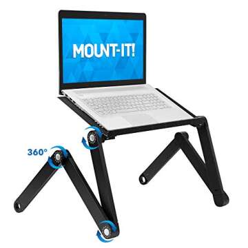 Mount-It! Adjustable Laptop Stand - Ergonomic, Large Tray, Multi-Functional