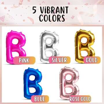 Gold Letter Balloons 16 inch - Custom Balloon letters | Alphabet Balloons | Rose Gold Foil Letter Ballon | Silver Mylar Balloons | Customized Name Balloons Letters | Custom Birthday Balloon Banner
