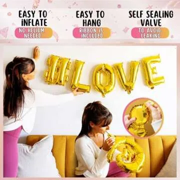 Gold Letter Balloons 16 inch - Custom Balloon letters | Alphabet Balloons | Rose Gold Foil Letter Ballon | Silver Mylar Balloons | Customized Name Balloons Letters | Custom Birthday Balloon Banner