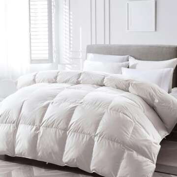APSMILE Lightweight Down Feather Fibers Comforter Oversized Queen, Cooling Duvet Insert for Warm Wea...