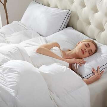 APSMILE Lightweight Down Feather Fibers Comforter Oversized Queen, Cooling Duvet Insert for Warm Weather -100% Organic Cotton, High Fill Power Down Fibers Quilt Thin Summer Duvet (Ivory White, 98x98)