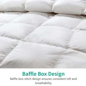 APSMILE Lightweight Down Feather Fibers Comforter Oversized Queen, Cooling Duvet Insert for Warm Weather -100% Organic Cotton, High Fill Power Down Fibers Quilt Thin Summer Duvet (Ivory White, 98x98)