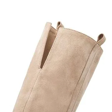 Stylish SERAIH Womens Thigh High Boots with Block Heel