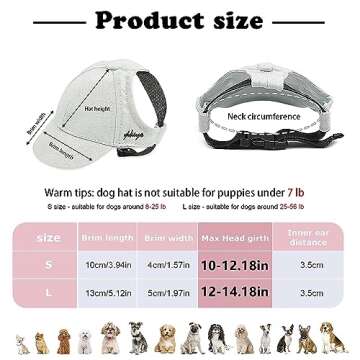 Dog Hat for Small Dogs, Pet Sun Hat, Dog Baseball Cap Hat with Ear Holes for Puppy Tiny Cowboy Hat Cat Outdoor Sport Dog Visor Caps