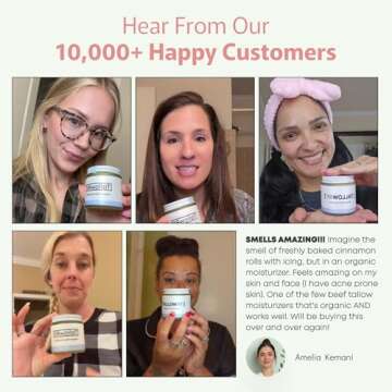 TALLOWRX 100% Organic 4 OZ Whipped Beef Tallow and Honey Balm Tallow and Honey Balm - Beef Tallow for Face - Tallow and Honey Balm For Face - Beef Tallow Skin Care - VANILLA SCENTED