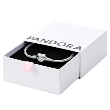 PANDORA Moments Heart Clasp Snake Chain Bracelet - Sterling Silver Charm Bracelet - Versatile Design...