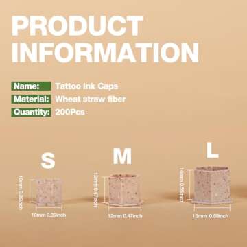 INKin Biodegradable Tattoo Ink Caps Large 15mm - 200Pcs Disposable Eco Friendly Tattoo Ink Cups with...