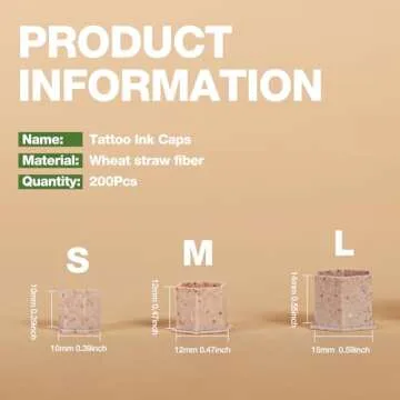 INKin Biodegradable Tattoo Ink Caps Large 15mm - 200Pcs Disposable Eco Friendly Tattoo Ink Cups with...