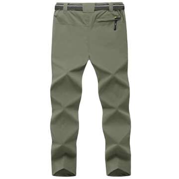 TBMPOY Men's Lightweight Hiking Pants with Belt 5 Zip Pockets Waterproof Quick-Dry Travel Fishing Wo...