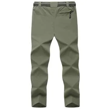 TBMPOY Men's Lightweight Hiking Pants with Belt 5 Zip Pockets Waterproof Quick-Dry Travel Fishing Wo...