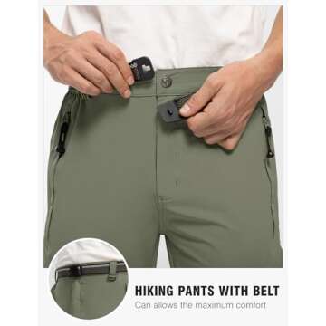 TBMPOY Men's Lightweight Quick-Dry Hiking Pants with Belt