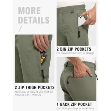TBMPOY Men's Lightweight Quick-Dry Hiking Pants with Belt