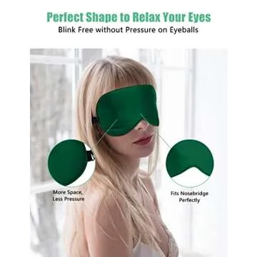 BeeVines Sleep Mask, 2 Pack 100% Real Natural Pure Silk Eye Masks with Adjustable Strap for Sleeping, Mulberry Silk Eye Shade Cover, Blocks Light Reduces Puffy Eyes Traveling Gifts (Black & Green)