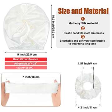 Geyoga 6 Pcs Reusable Large Silk Bonnet and Silk Scrunchies Set for Women's Hair Care and Sleeping (...