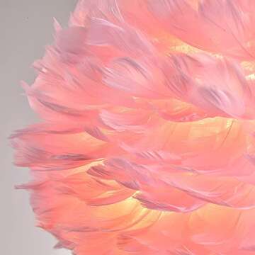 Maxax Nordic Feather Chandeliers, 3 Lights Modern Romantic Ceiling Haning Lamp, Pink Creative Art Feather Shade Chandelier, for Girls Room, Bedroom, Living Room, Dining Room, 17.7 inch